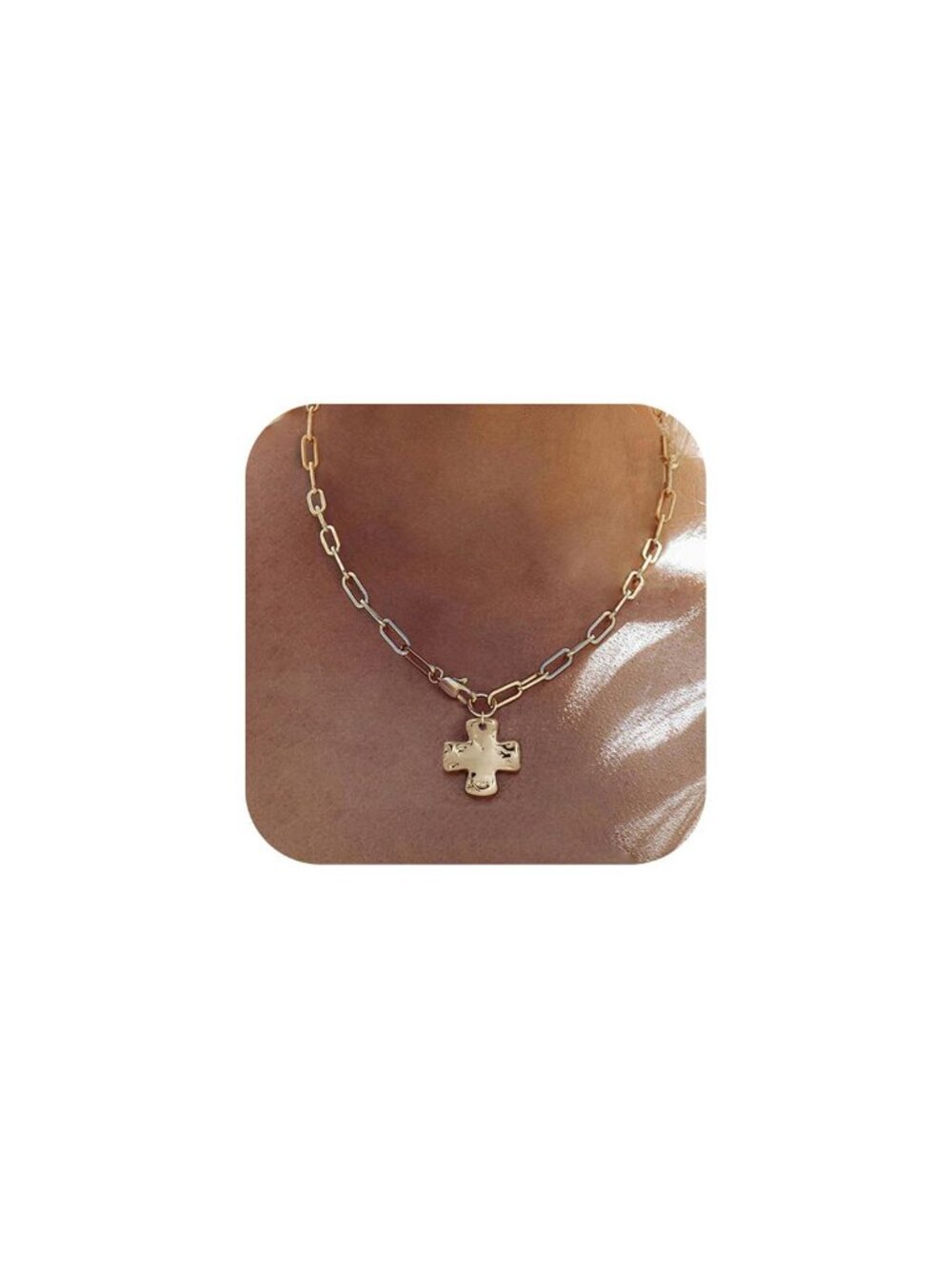 🆕 Chunky Cross Necklace for Women Trendy 14K Gold Silver Layered Statement